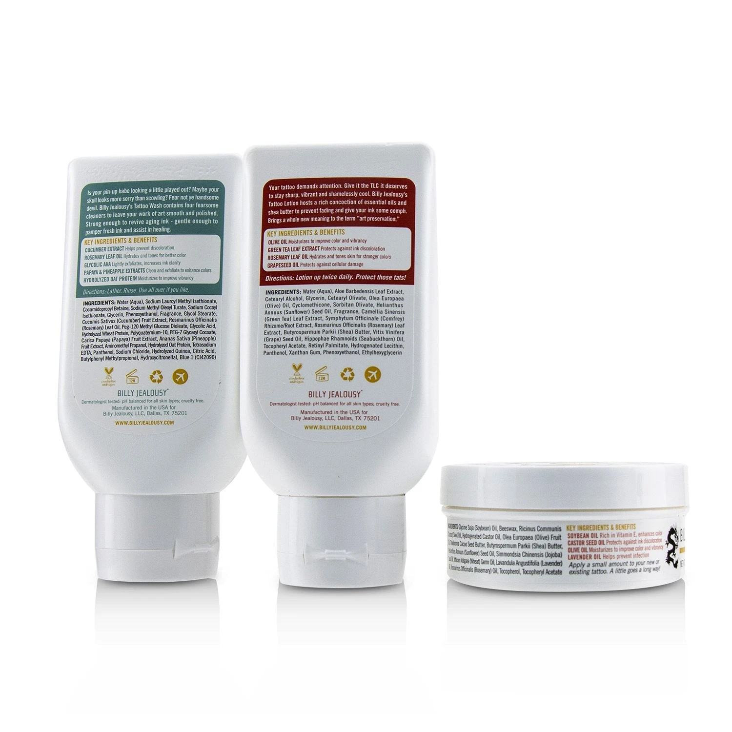 Billy Jealousy Marked IV Life Tattoo Care Kit: Tattoo Wash 88ml + Tattoo Lotion 88ml + Tattoo Slave 57g 3pcs 3 Billy Jealousy Marked IV Life Tattoo Care Kit: Tattoo Wash 88ml + Tattoo Lotion 88ml + Tattoo Slave 57g 3pcs - Image 3